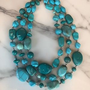 Three Layer Blue Stone Necklace